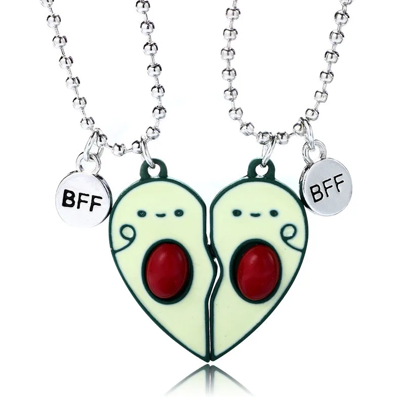 Ожерелье BFF в новом стиле 2 шт./компл. ожерелье форме сердца авокадо для лучших друзей парная цепочка Дружеские Подарки детей девочки Wo