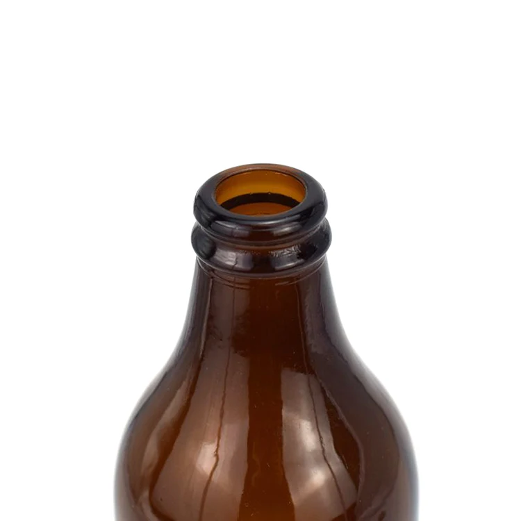 High quality empty 300ml amber beer glass bottle with crown cap