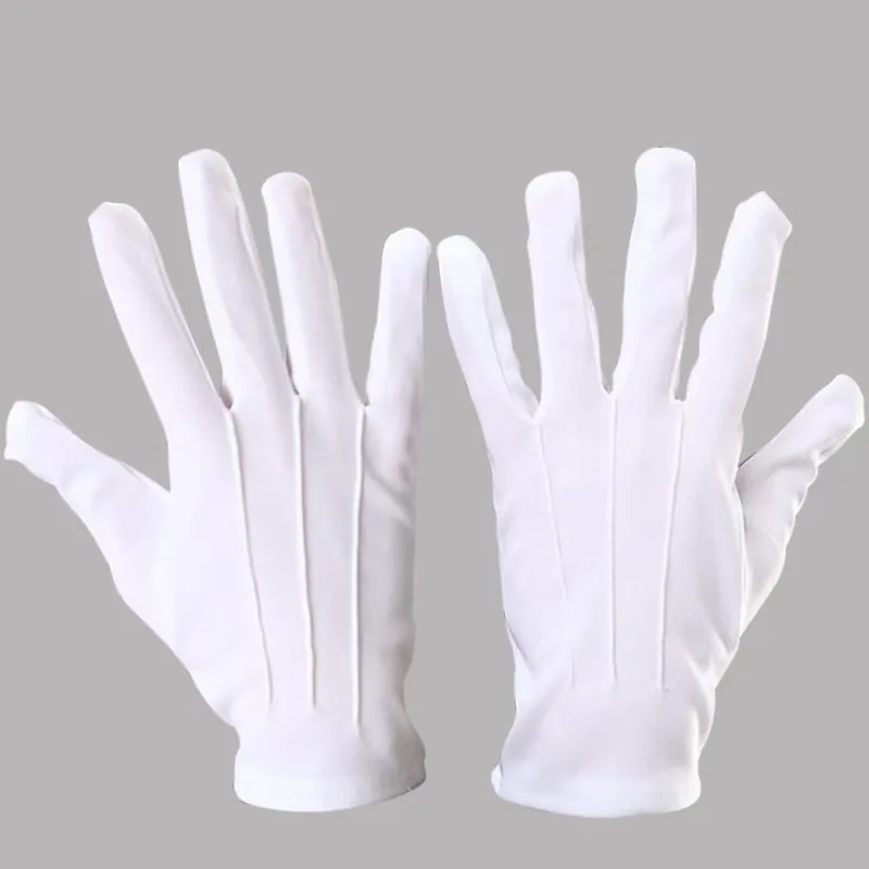 Sweat-wicking, breathable, stretchy white ceremonial gloves
