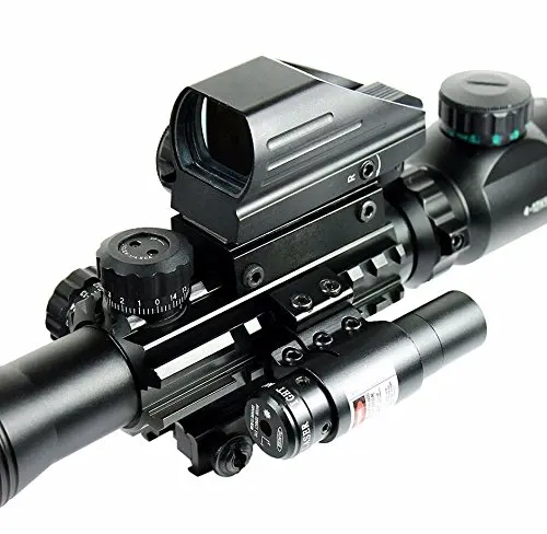 C4-12x50EG Dual Illuminated Scope+ 4 Holographic Reticle Red/Green Dot sight with Red Laser Combo Scope