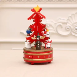 Christmas Ornaments Christmas Wooden Rotating Music Box Christmas Decoration Children Gifts