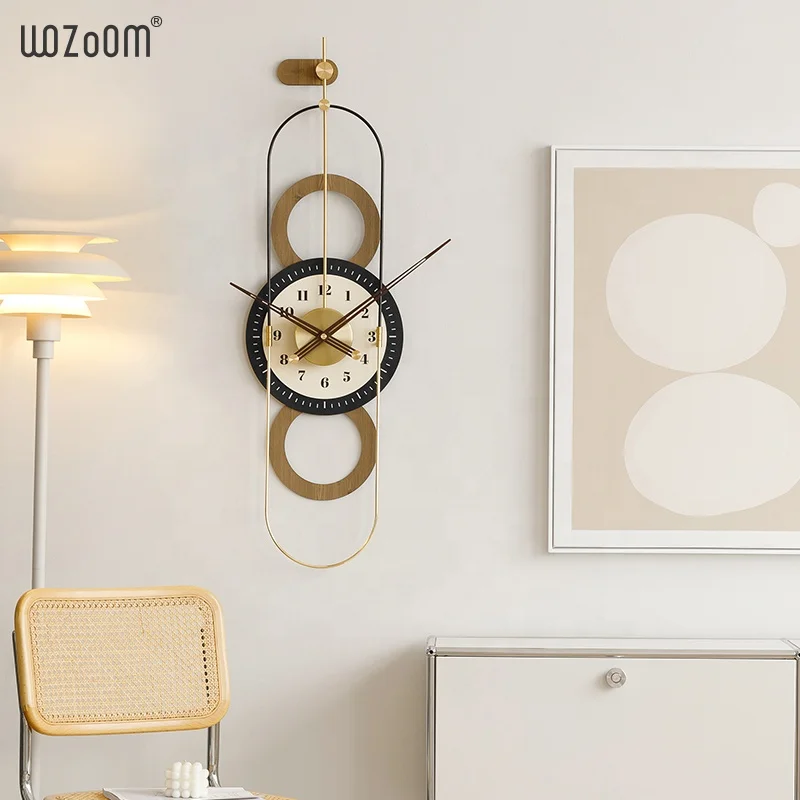 WOZOOM Design Luxury Metal Wall Clock Home Decoration Big Size Quartz Watch Minimalist Gold Wall Art Clock For Living Room