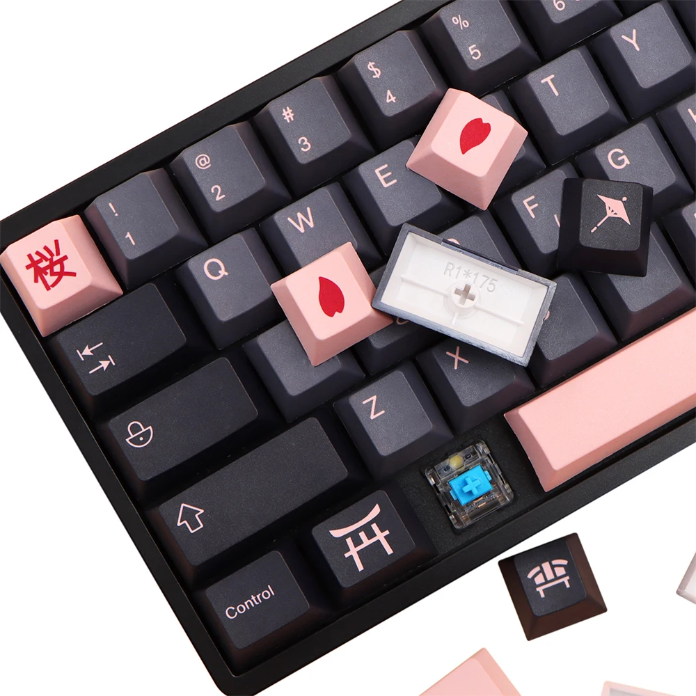 136 Key Night Sakura Keycap GMK Japanese Keycaps for dz60/RK61/64/gk61/68/75/84/87/96/980/104/108 Mechanical Keyboard