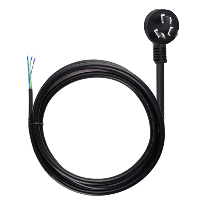 National Standard Black Three-Prong Plug Terminal Tail Power Cord 16A