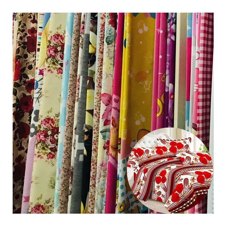 Twill microfiber material disperse print flower poly bed sheet custom print your own fabric
