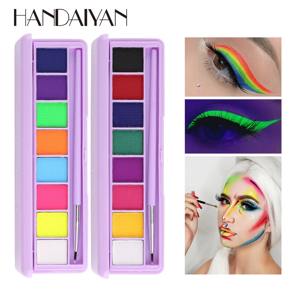 HANDAIYAN Water Soluble Body Art Painting Palette Noctilucent Pigment for Eye Face OEM ODM Private Logo