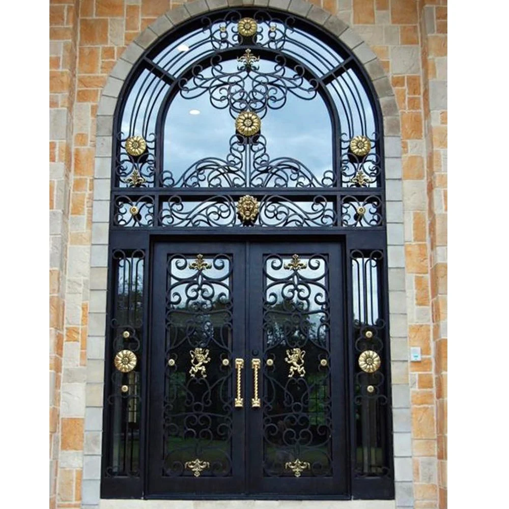 High Quality Turkish Fancy Security Door Wrought Iron French Doors Exterior Entrance Front Entry Metal Doors