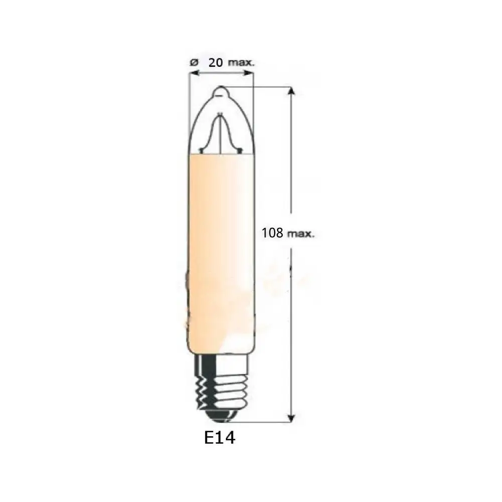 T20 LED Filament Kleinschaftkerze Kerze 12V 24V 8-34V Schwibbogen Lichterkette T20 Candle LED Filament lamp