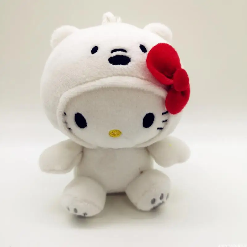 10CM Kawaii Anime Plush Toy With Bow Cats Brown Bear White Bear Panda Cute Soft Stuffed Pendant