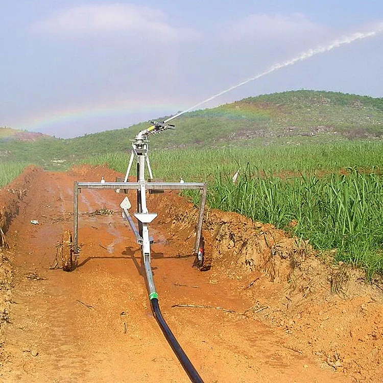 
Hose reel irrigation machine with travelling big rain gun sprinkler for farmland 