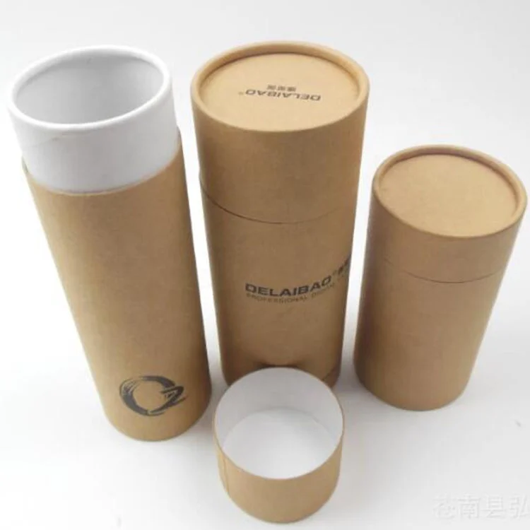 
 Оптовая продажа, коробки для упаковки кофейных зерен с переработанными краями, с индивидуальным принтом, крафт-картонная бумага, Круглый цилиндр, упаковочная коробка  