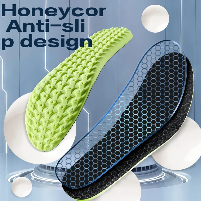 4D Sports Comfort Insoles with Arch Supports Warm PU and Memory Foam inside Position