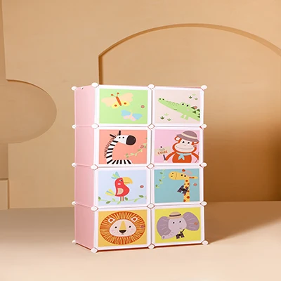 DIY plastic foldable portable folding doors cupboard pp cube cabinet kids wardrobe