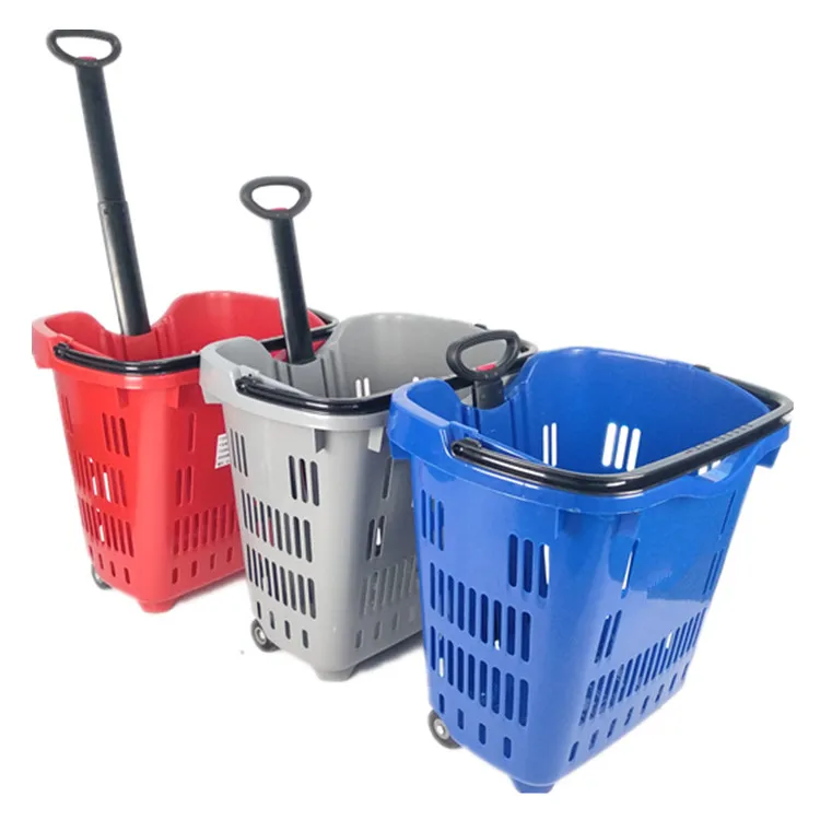 Hot sale folding plastic shopping cart for supermarket