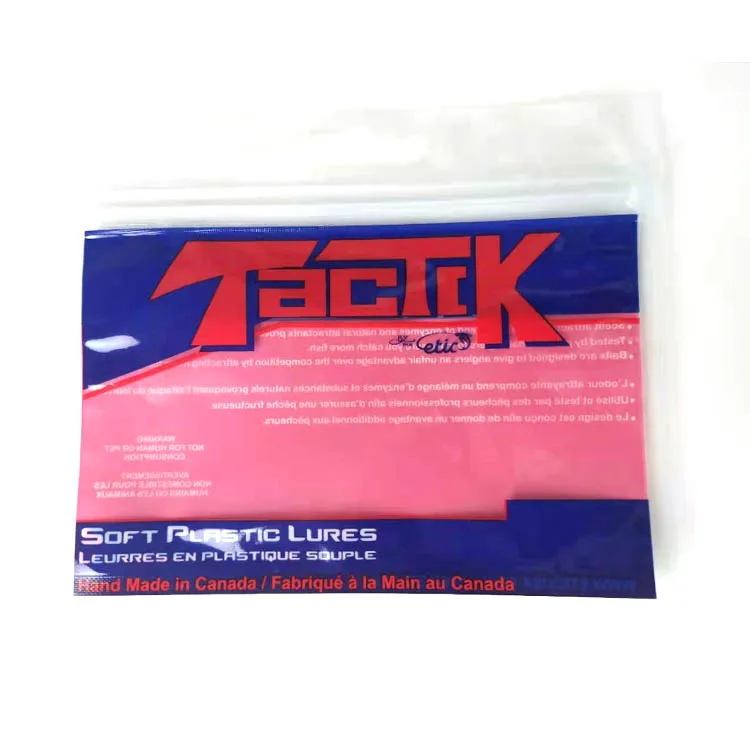 Clear zipper plastic  mini three side sealing fish bait packaging bag in customized