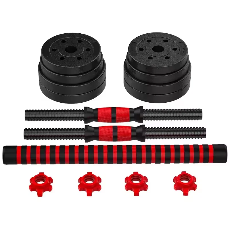 Gym Training Dumbbell Set Bodybuilding 6 In 1 Rubber-covered Barbell Kettlebell Multifunctional Adjustable Dumbbell Set