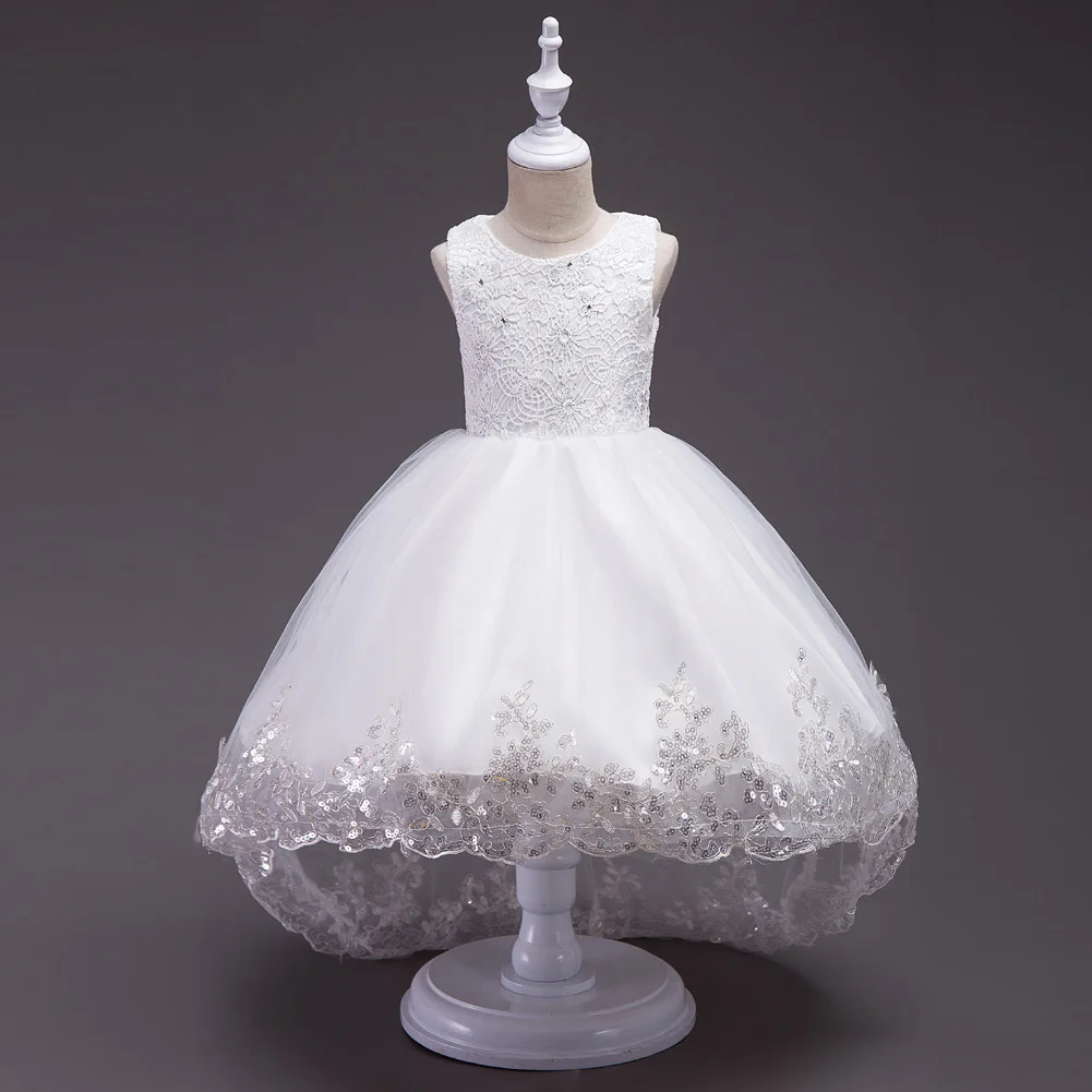 European Style Girl Wedding Dress For Kids Lovely Birthday Party Tutu Dresses For Girls 2-12 Years Old Sleeveless