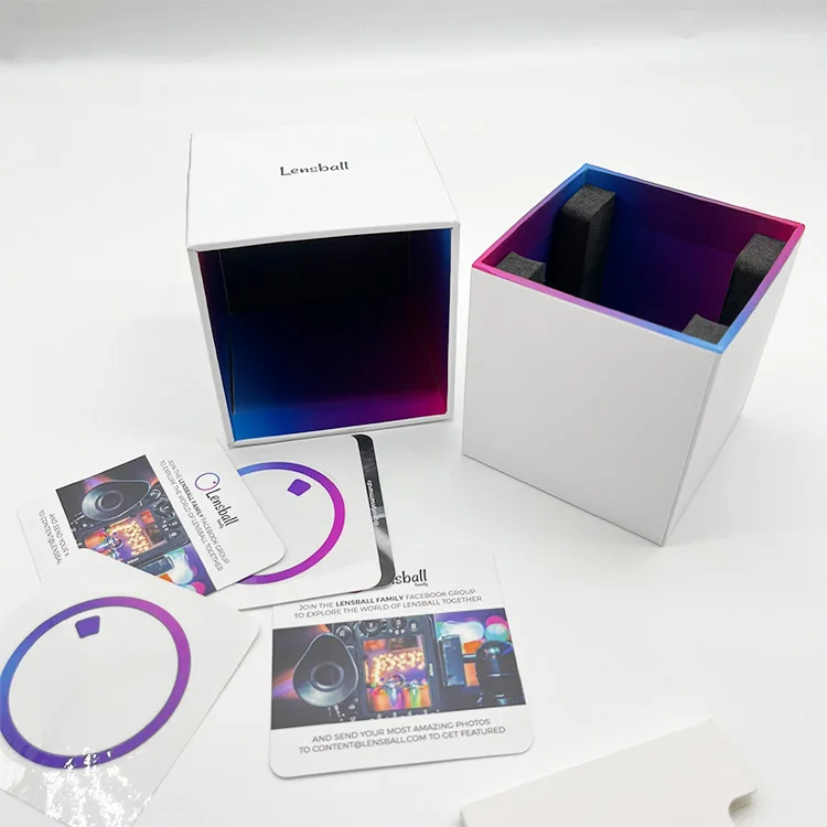 Premium Square Shape Telescoping Raphe Packaging Box Handmade 2 Pieces Lid and Base Custom Design Cardboard With Sponge Insert