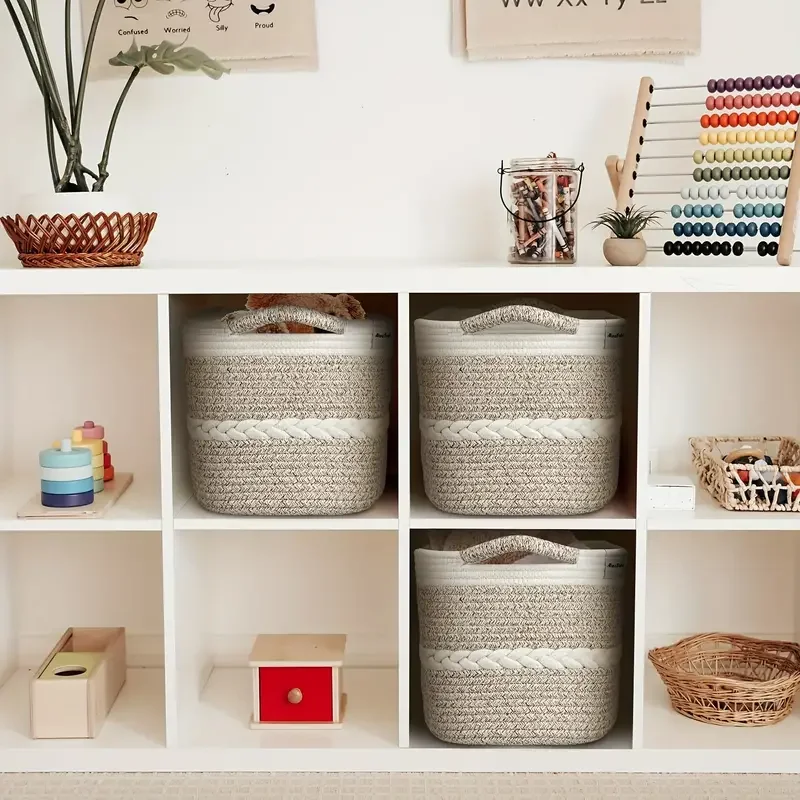 Living room toy sorting basket large cotton rope basket Clothing storage basket