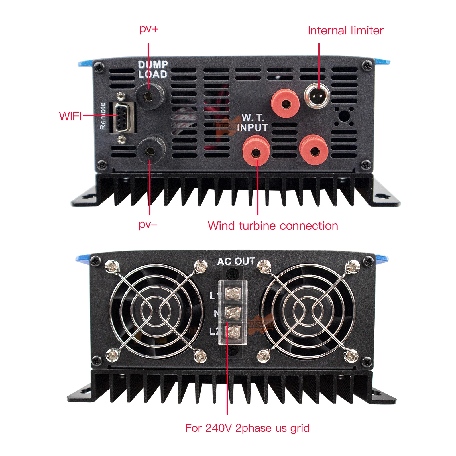 230V 1000W Converter for 24V 48V Wind Turbine with Limiter Sensor WIFI Grid Tie Wind Power Inverter Energy Storage  System