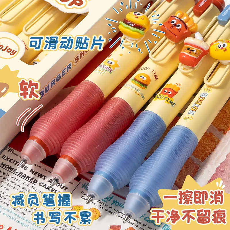 Korea Ins Bear Press Erasable Pen Candy Colors Blue Ink 0.5mm Erasable Gel Pen Washable Handle Writing Stationery pen gift set