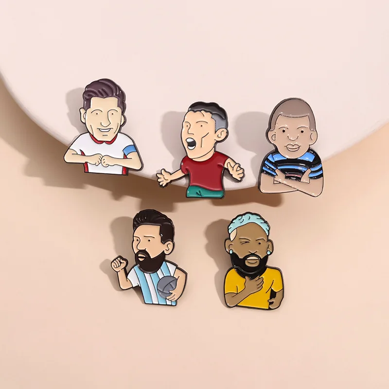 Оптовая продажа дешевые оптовые заказы металлические значки для футболистов фигурки звезд футбольного клуба Месси эмалевые