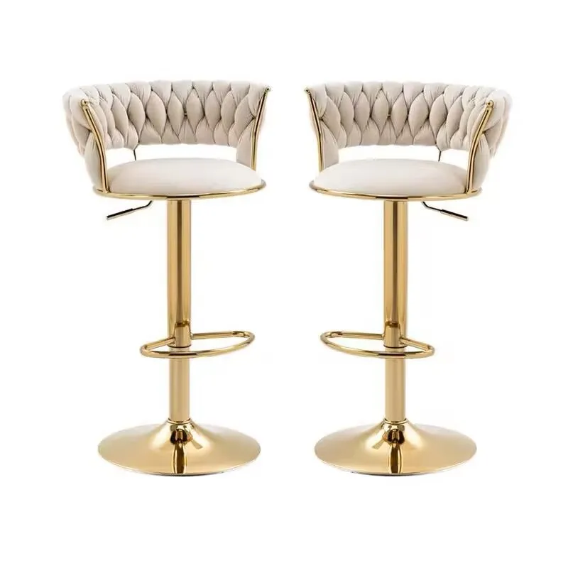 Bar Stool Nordic Counter Tall Back Cheap Home Furniture Fabric Metal Velvet High Kitchen Gold Luxury Modern Chairs Bar Stool