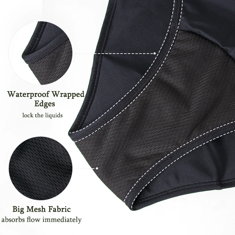 Wholesale Girls Black Fashion Leakproof Swimwear Brief For Women Menstrual Teen Period Swimwear Bottom