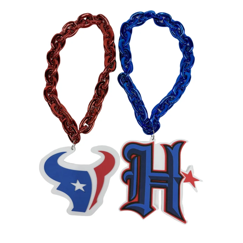 2024 New Design Houston Texans Football Logo EVA Foam 3D Fan Chain Necklace with Electroplated Surface Chain