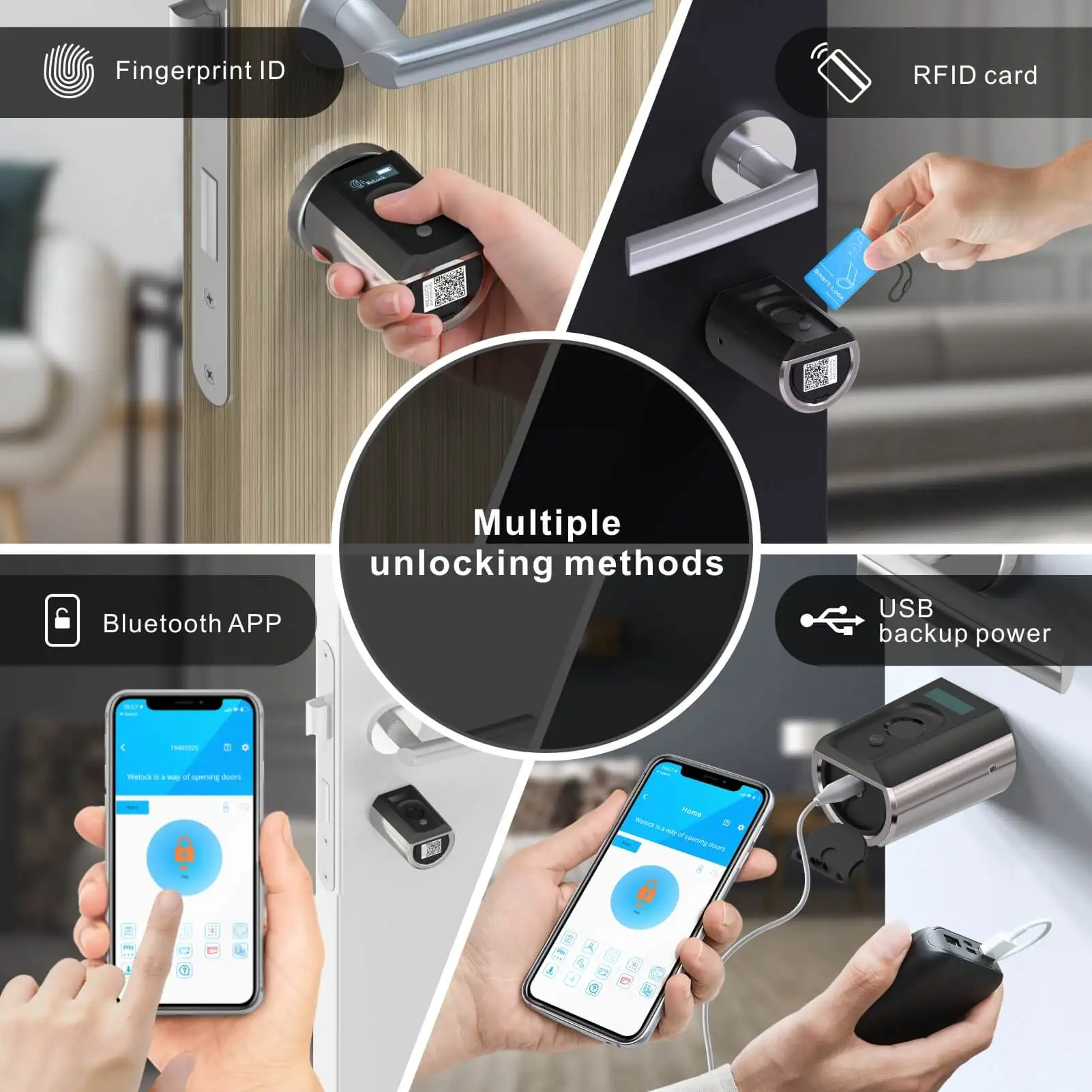 WELOCK waterproof electronic door lock 0.5s Unlock smart cylinder adjustable lock EU cylinder universal range