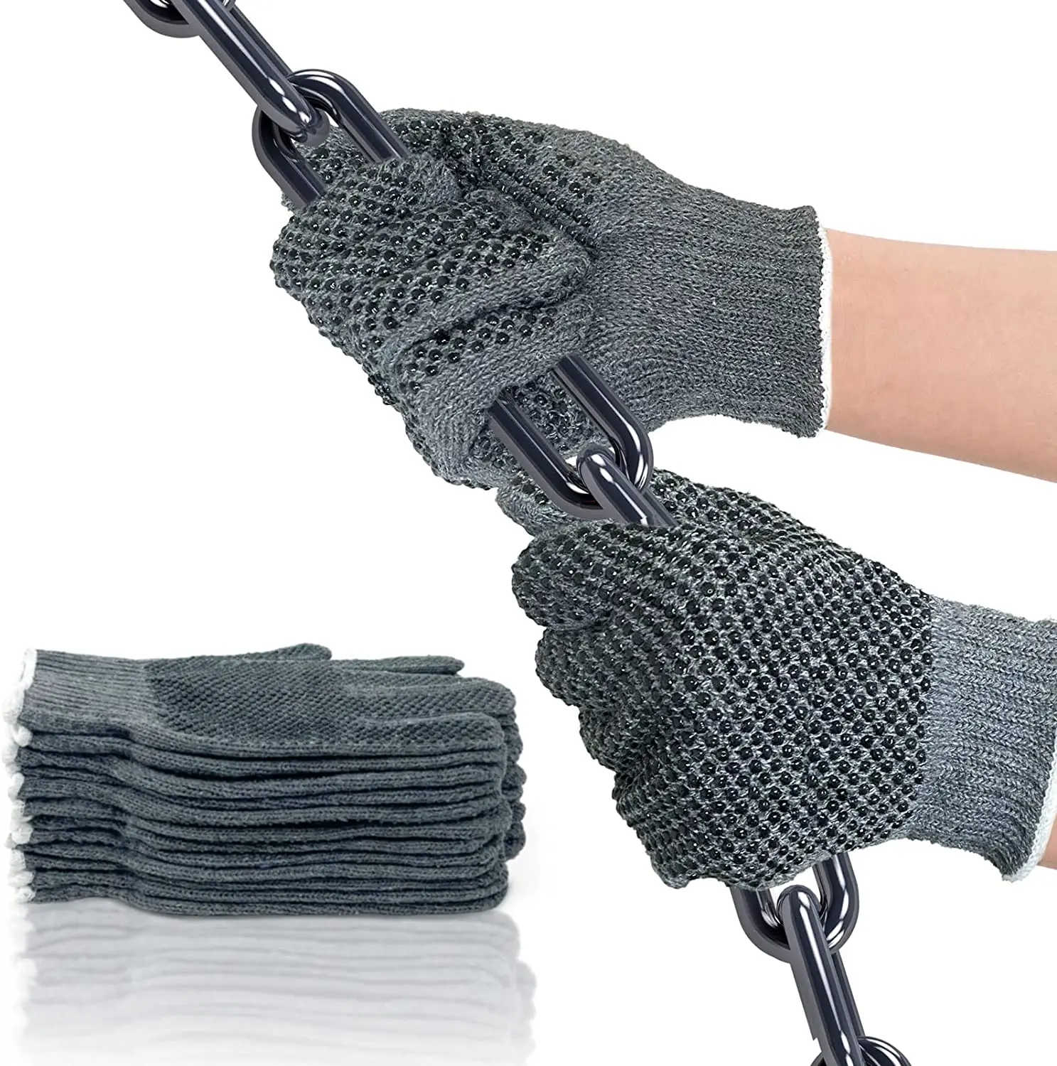 Cotton Work Gloves Heavyweight with Anti-Slip Grip Dots String Knitted Glove for Warehouse Gardening