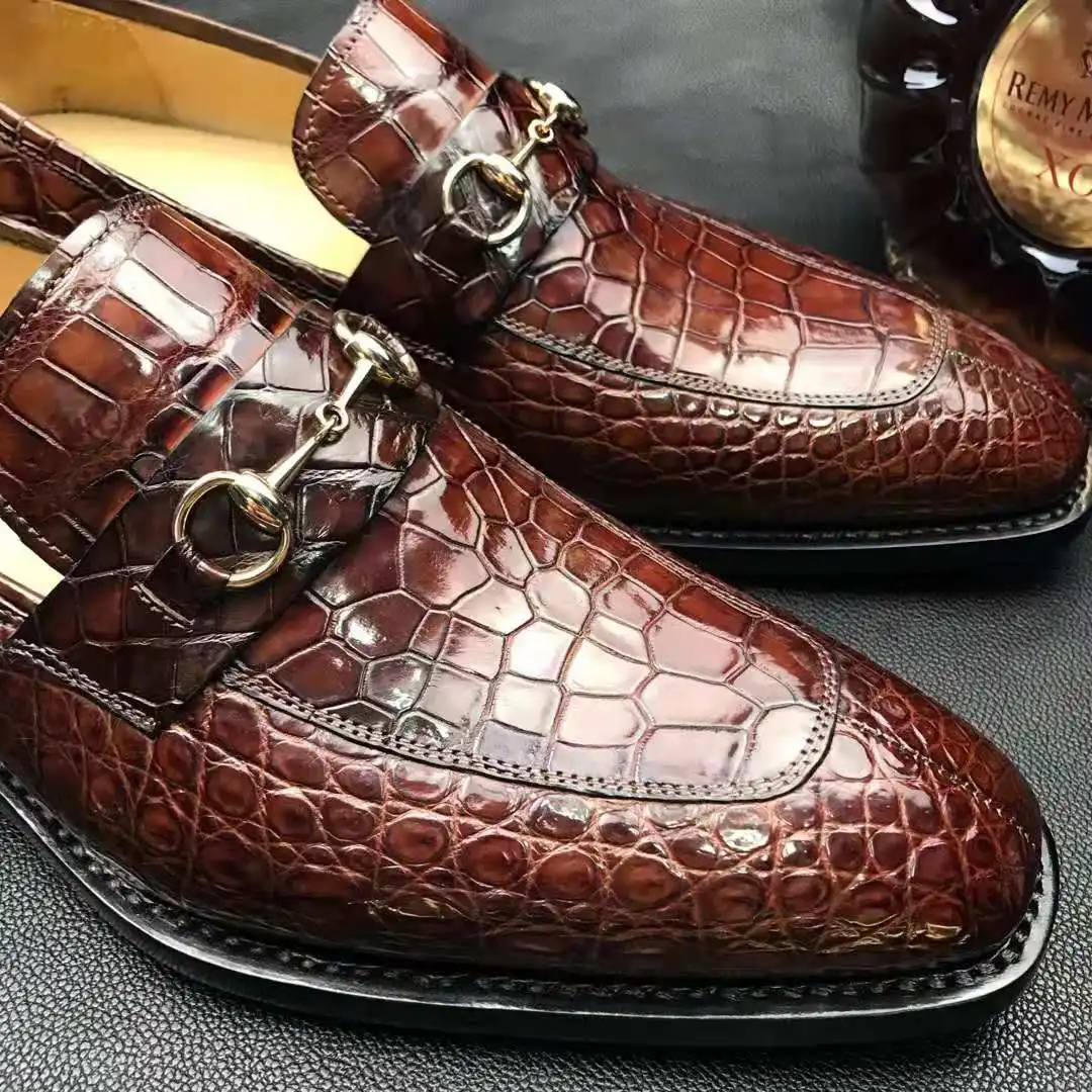 Alligator Shoes Men Genuine Leather Pure Crocodile Skin Casual Shoes For Men Elegant Style Sapato Luxury Loafers Shoes For Men