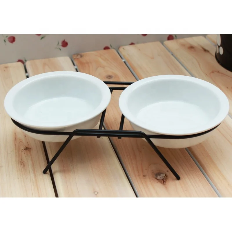 Wholesales Customized Stainless Steel 2PCS Pet Food Bowl With Stand Non Slip Metal Dog Food Bowls