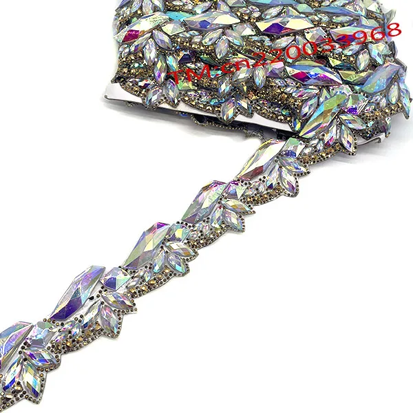 Handmade Iron On Heat Transfer Blue AB resin gems stone Applique Trim carnival craft Jewelry Hot fix Trimming For Costume Making