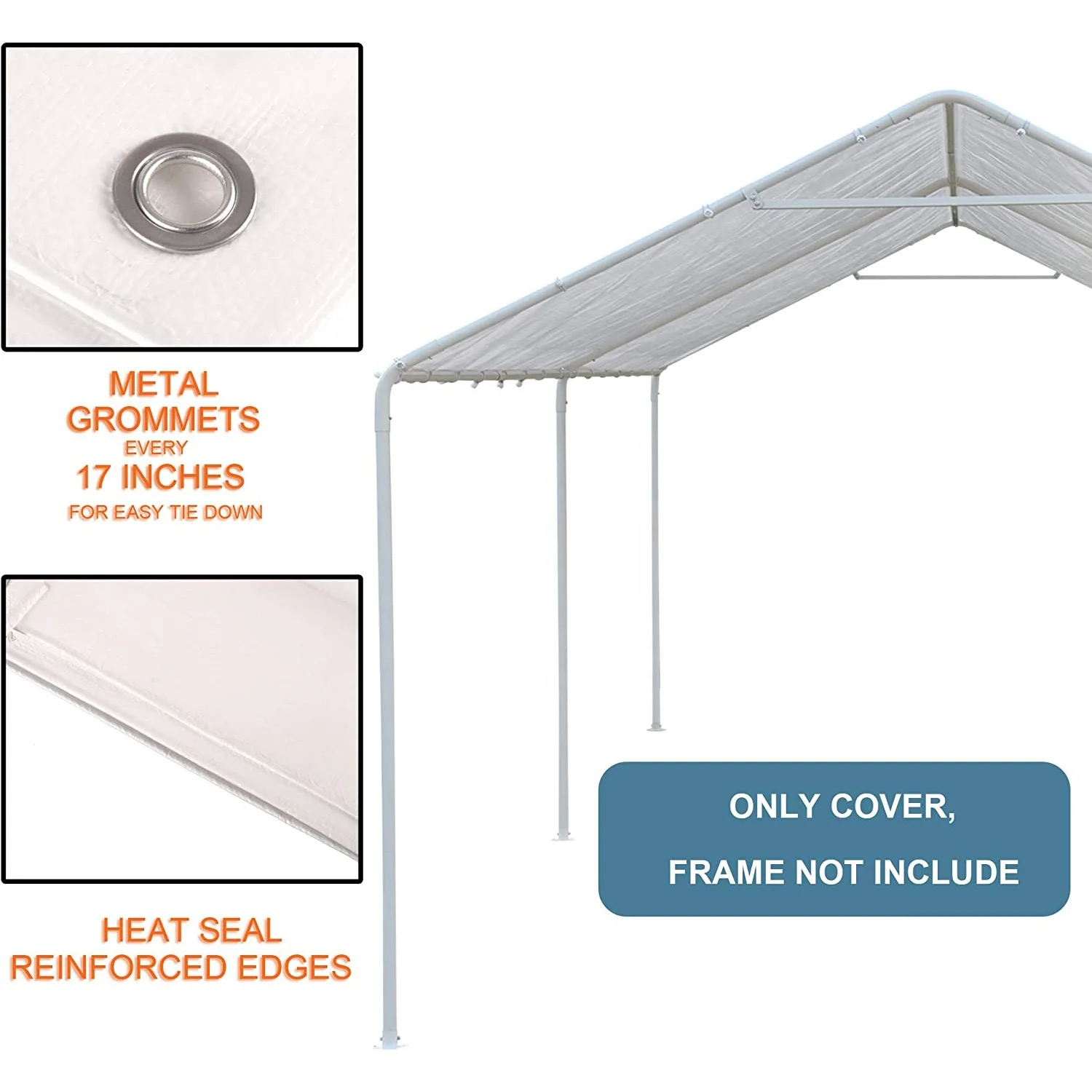 Wholesale 10 x 20 Ft Carport Replacement Canopy Cover with Bungee Ball Cords Garage Top Tent Shelter Tarp Marquee Car tent