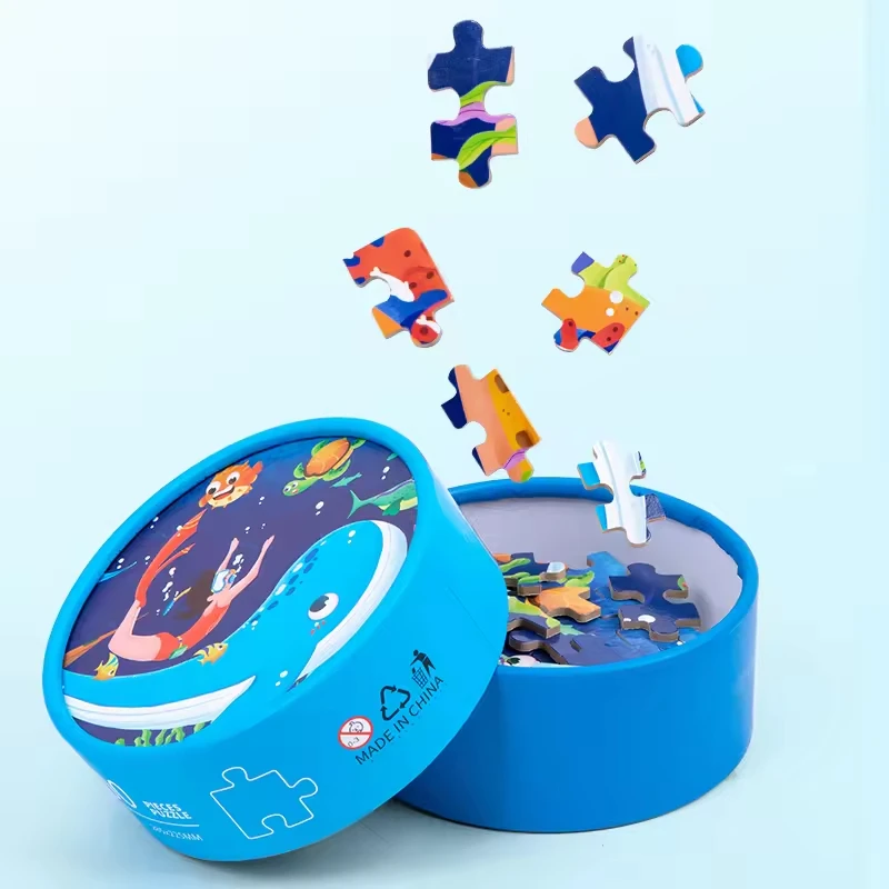 2024 New Product Paper Tube 100pcs Jigsaw Puzzle 12 Themes DIY Enlightenment Early Educational Baby Toys for Kids Boys & Girls