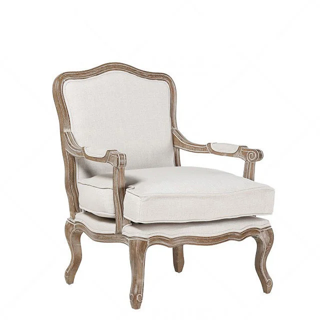 Factory Supply Attractive Price Wedding Living Room Furniture Upholstered Solid Wood Oak Fabric Leg Gardening Armchair