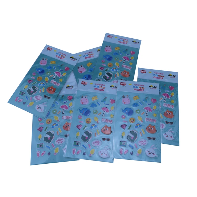 Sticker Puffy 3D PVC Glitter Sticker Puffy Animals Shake Sticker