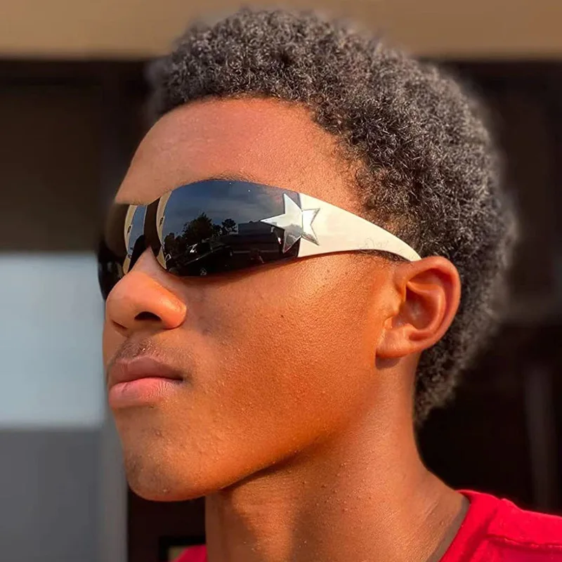 Imanba 3531 Popular Y2K one-pieces Gradient lens man fashion big frame ins women personality black silver Sunglasses UV400