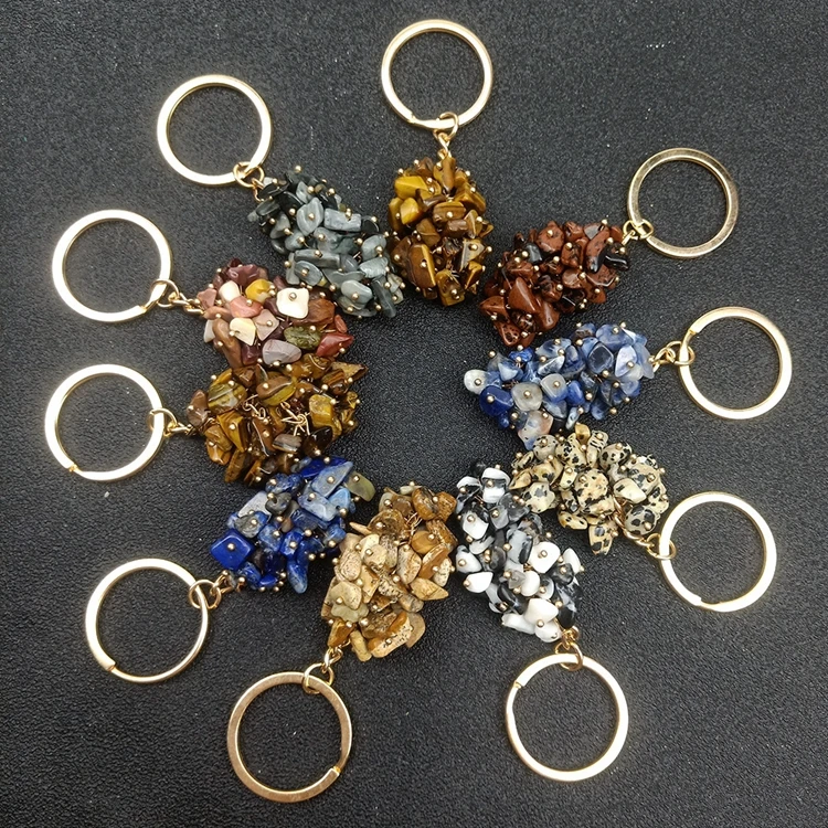 Diy Fashion design Natural stone key ring_ Picasso Jasper Stone energy Key chain_ Picasso Jasper grape Shaped Pendant souvenirs gift
