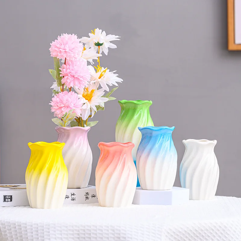 Creative Cross-Border Ceramic Vases Home Furnishings Ocean Waves Design Living Rooms Hydroponic Flower Pots Fresh Flower