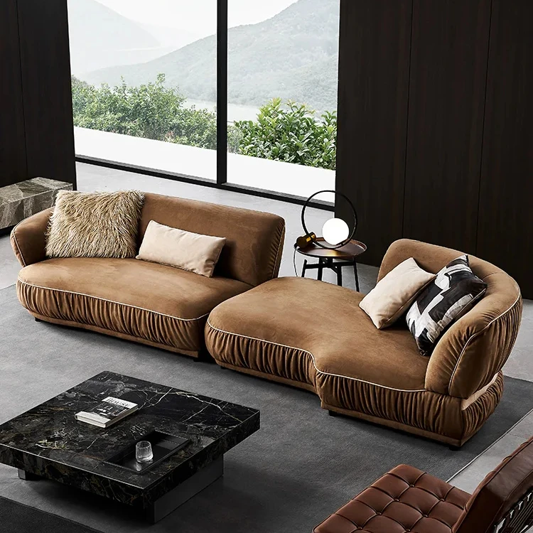 sectional lazy large corner c shaped sleeping 7 seater leather half round circular sofa for living room