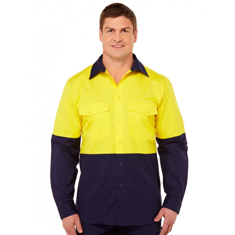 Quality workwear Australia country work cotton half button shirts long sleeve shirts with pockets