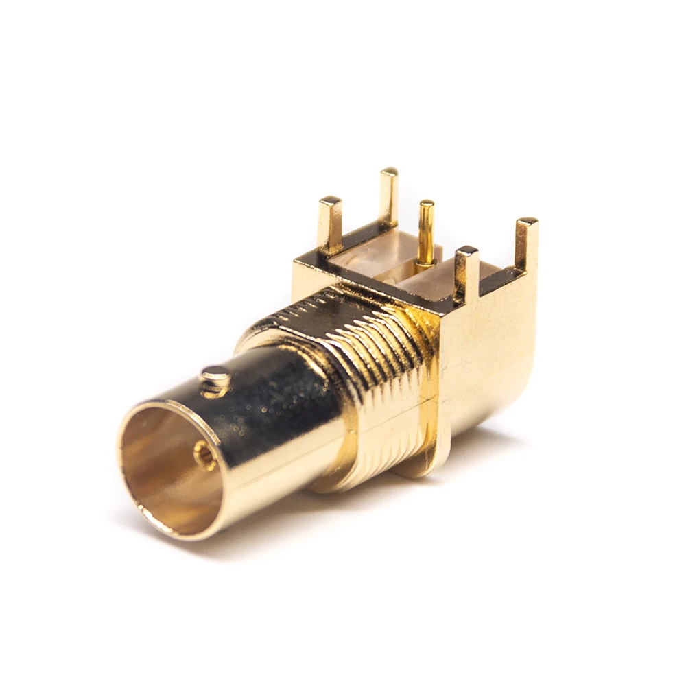 90 Degree Gold Plated Bulkhead BNC Jack Connector Through Hole for PCB