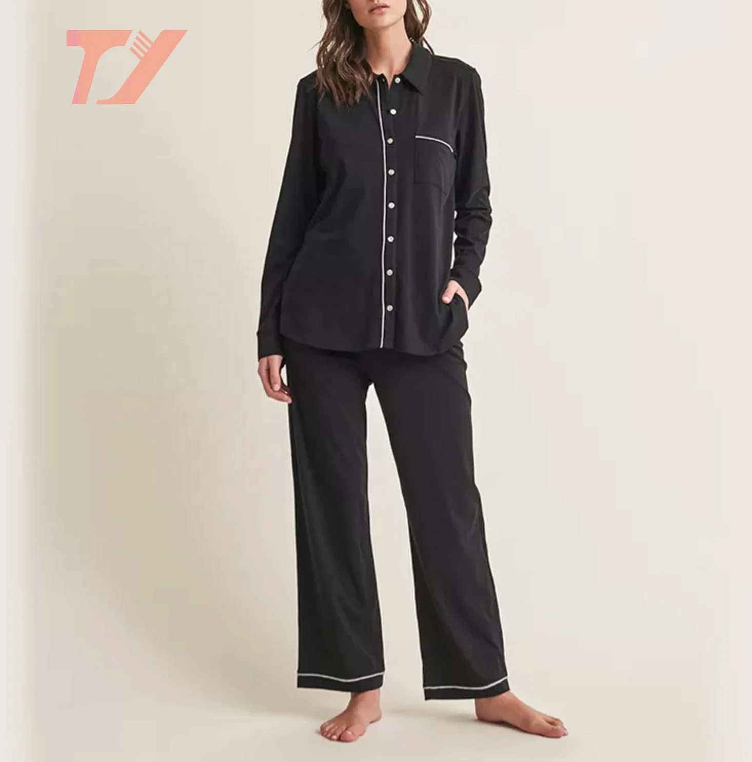 Women sleepwear Soft Touch Comfortable Bamboo Fiber Woman pajama set nightwear 2 piece pants set pyjamas pijamas lounge wear