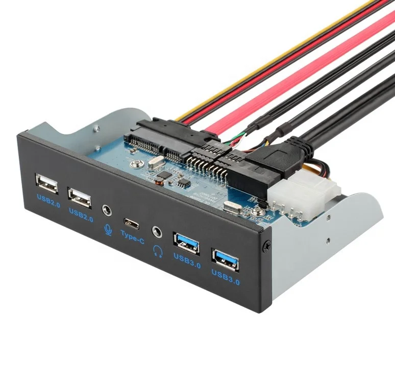 New Design 5.25 Inch Multiport USB HUB Cable 2Port USB 3.0 and USB 2.0 and Type C Audio Port Front Panel