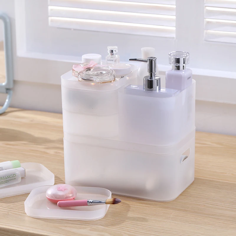 Plastic 4 Sets Makeup container Customized Household Item Table Desktop Cosmetic Jewelry Plastic Storage Box