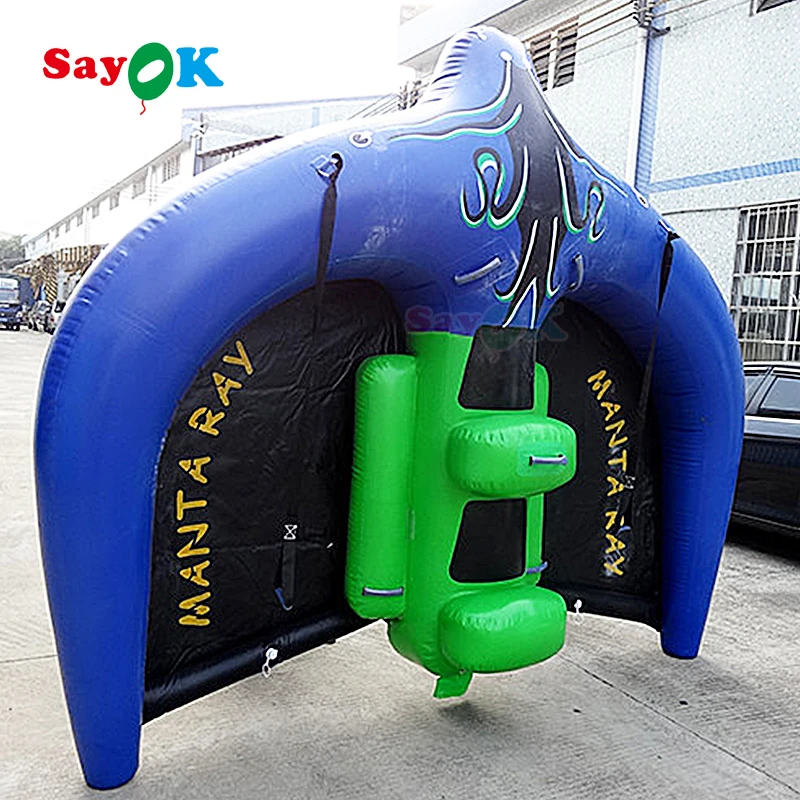 Crazy and interesting two person inflatable flying fish water park game equipment is sold with towable boats
