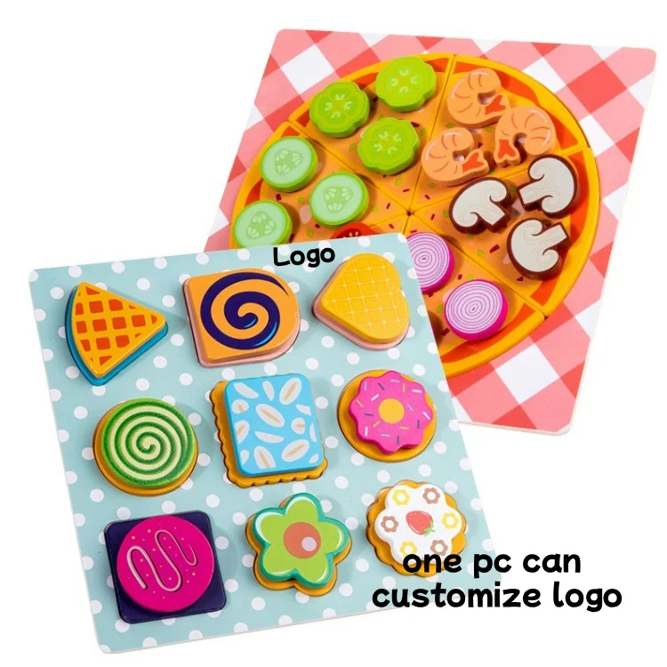 YUCI CPC CE Montessori Educational Toys Kitchen Wooden cutting toy Cut and Play wooden kids cooking pizza toy game set for kids
