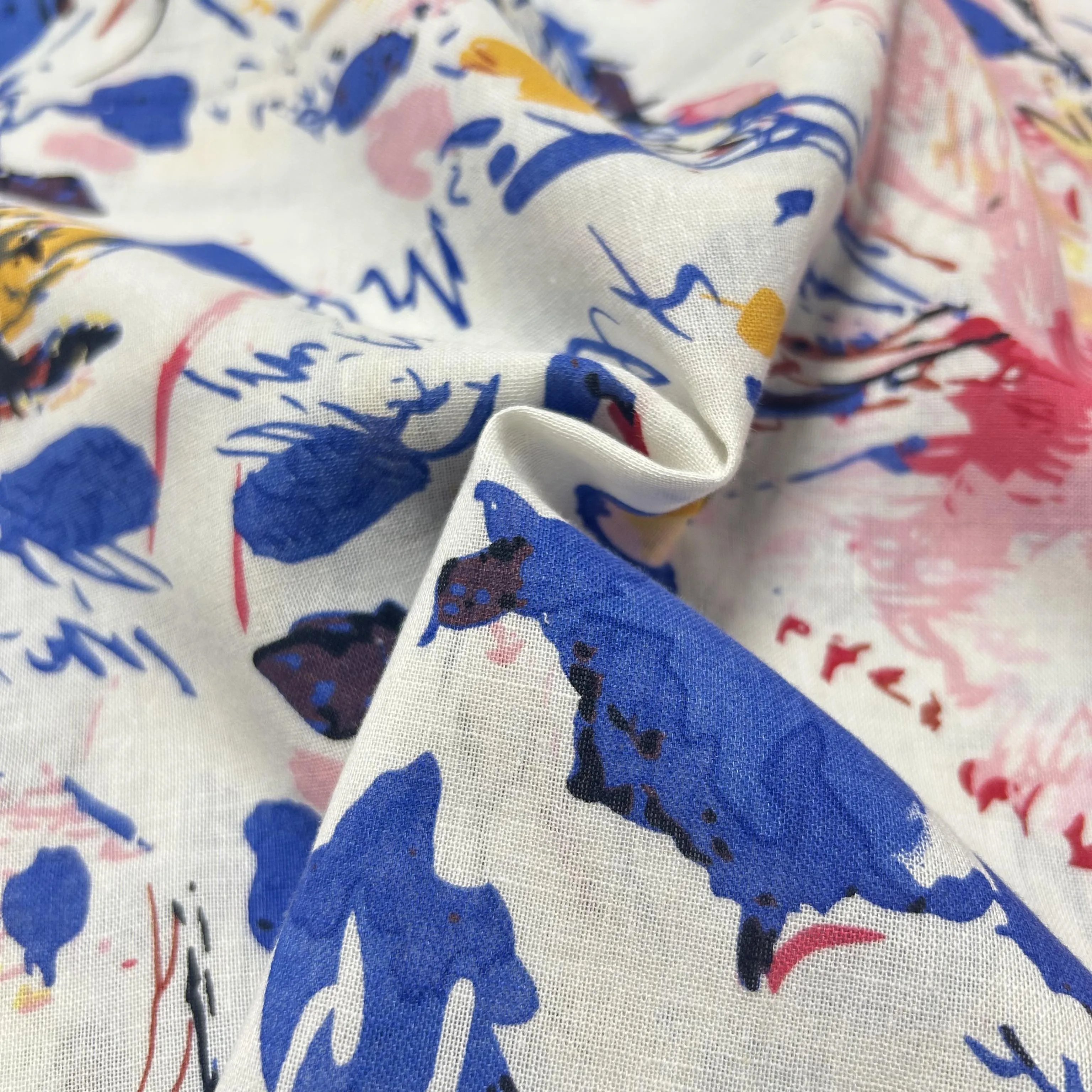 Summer thin printing ramie cloth high-end small floral cotton linen fabric skirt linen fabric